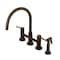 Kingston Brass Concord 2-Handle Bridge Kitchen Faucet W/Brass Side Sprayer, Bronze KS8275DLBS - alternate 1